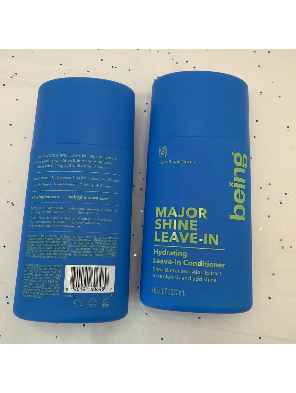 NEW Lot of 2 Being MAJOR SHINE Hydrating Leave-In Conditioner 7.6 fl oz Hair